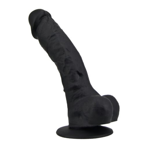 Loving Joy 9 Inch Realistic Silicone Dildo with Suction Cup and Balls Black - Image 5