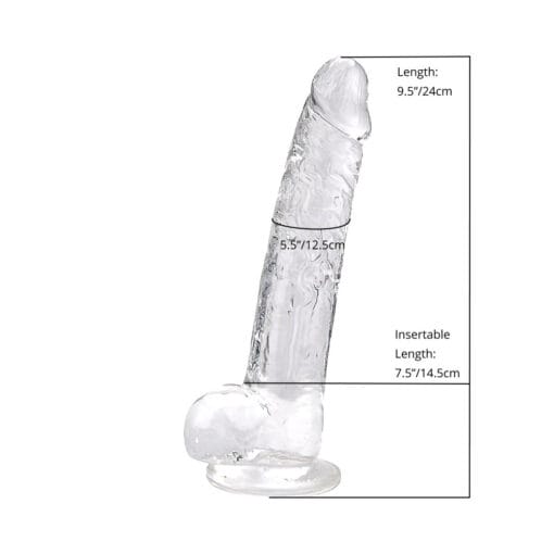 Loving Joy 9 Inch Dildo with Balls Clear - Image 7