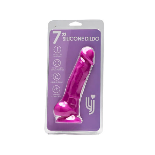 Loving Joy 7 Inch Realistic Silicone Dildo with Suction Cup and Balls Purple - Image 7