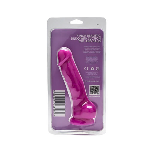 Loving Joy 7 Inch Realistic Silicone Dildo with Suction Cup and Balls Purple - Image 8