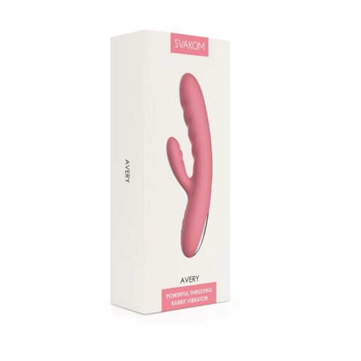 Svakom Avery Thrusting Vibrator with Clitoral Stimulator Pink - Image 11