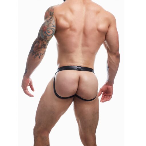 C4M Ergonomic Black Leatherette Jockstrap - Image 3