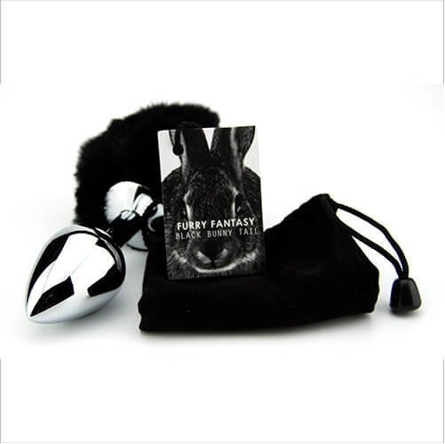 Furry Fantasy Black Bunny Tail Butt Plug, additional product view