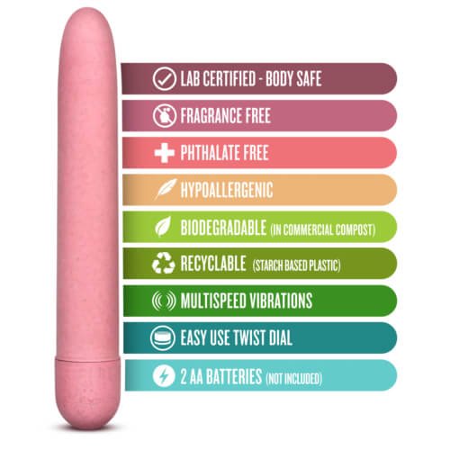 Blush Novelties Gaia Biodegradable Eco Vibrator Pink, additional product view