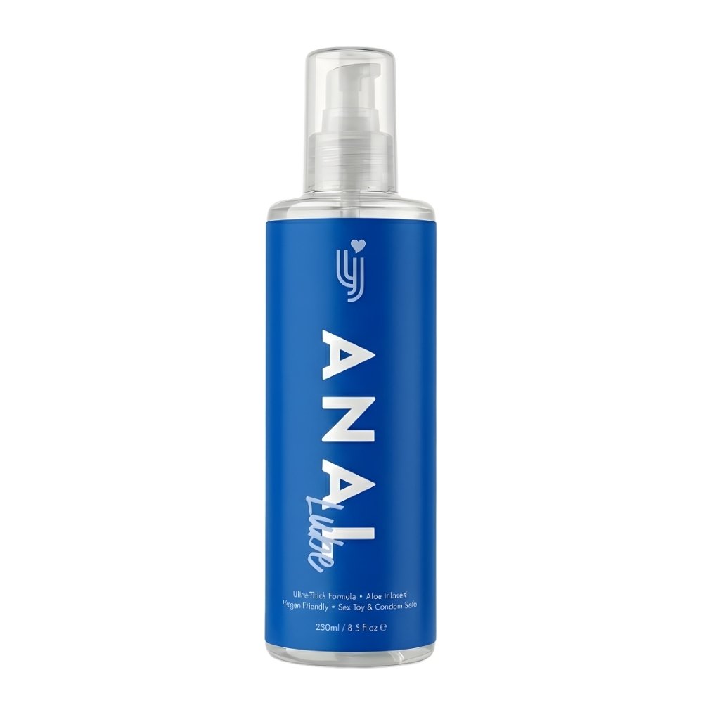 Loving Joy Aloe Infused Anal Lubricant 250ml bottle with blue label and pump dispenser