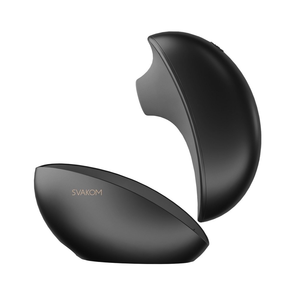 Svakom Galaxie suction vibrator in midnight black with curved ergonomic design, fun vibrators category