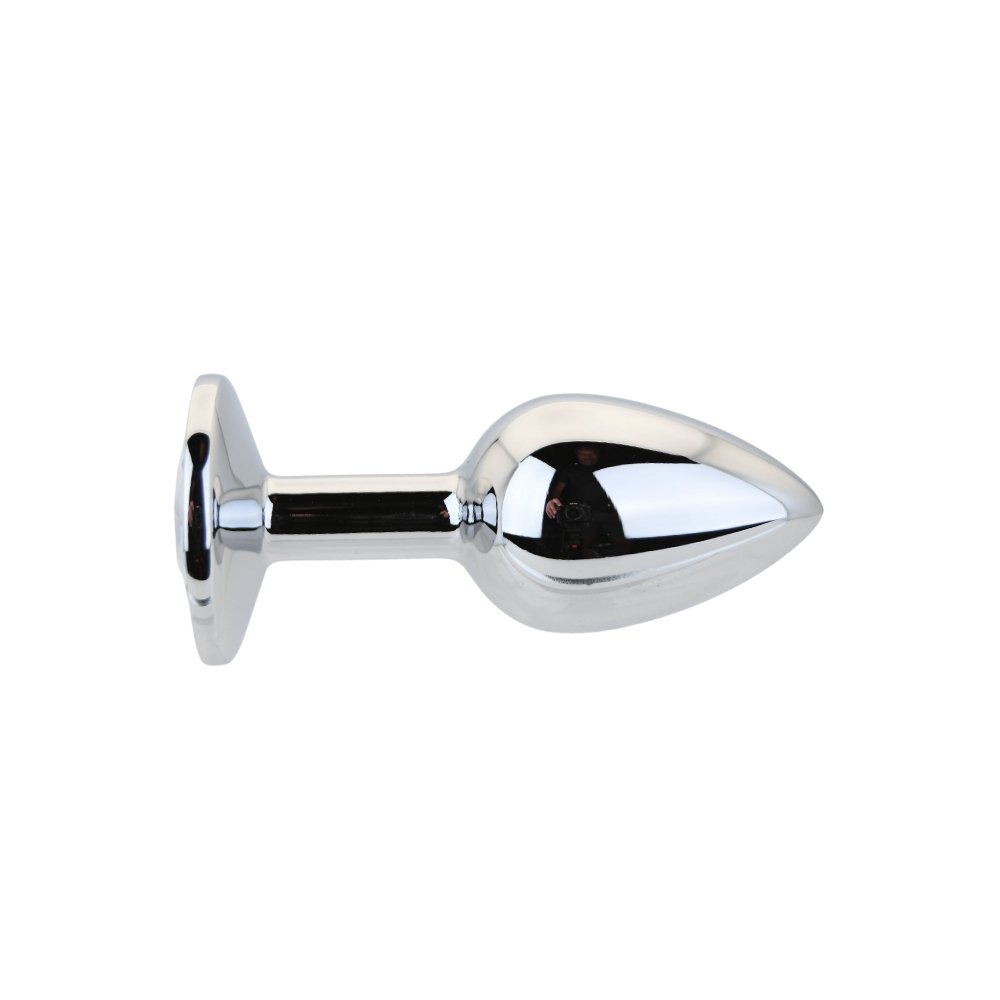 Toosh Silver Metal Butt Plug Small Clear Stone - Image 2
