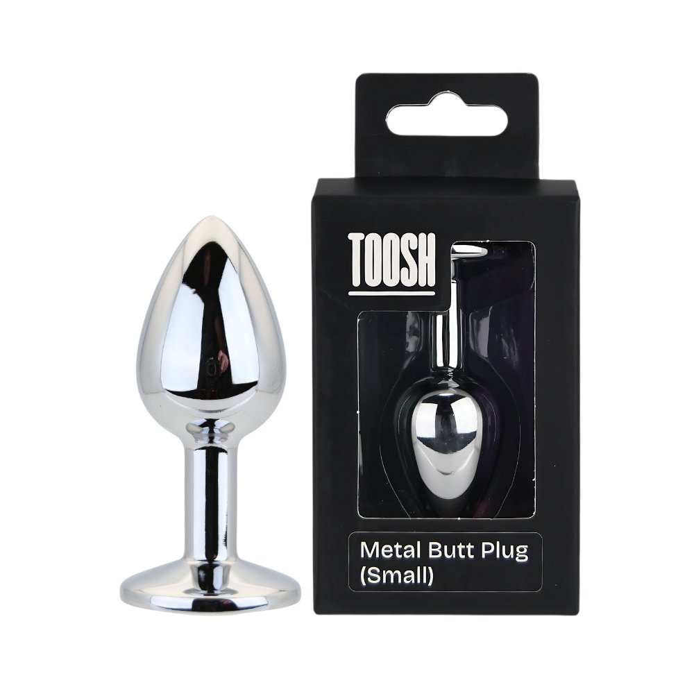 Toosh Silver Metal Butt Plug Small Clear Stone - Image 11