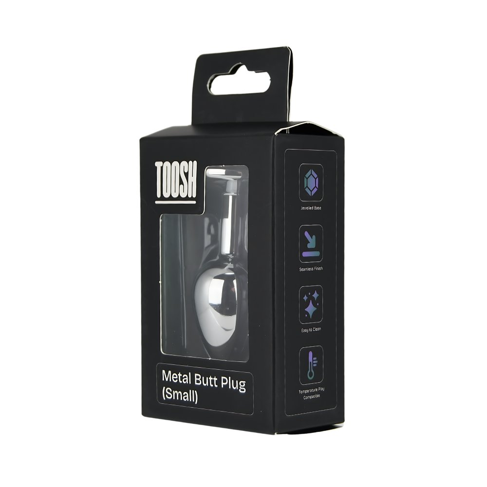 Toosh Silver Metal Butt Plug Small Clear Stone - Image 10