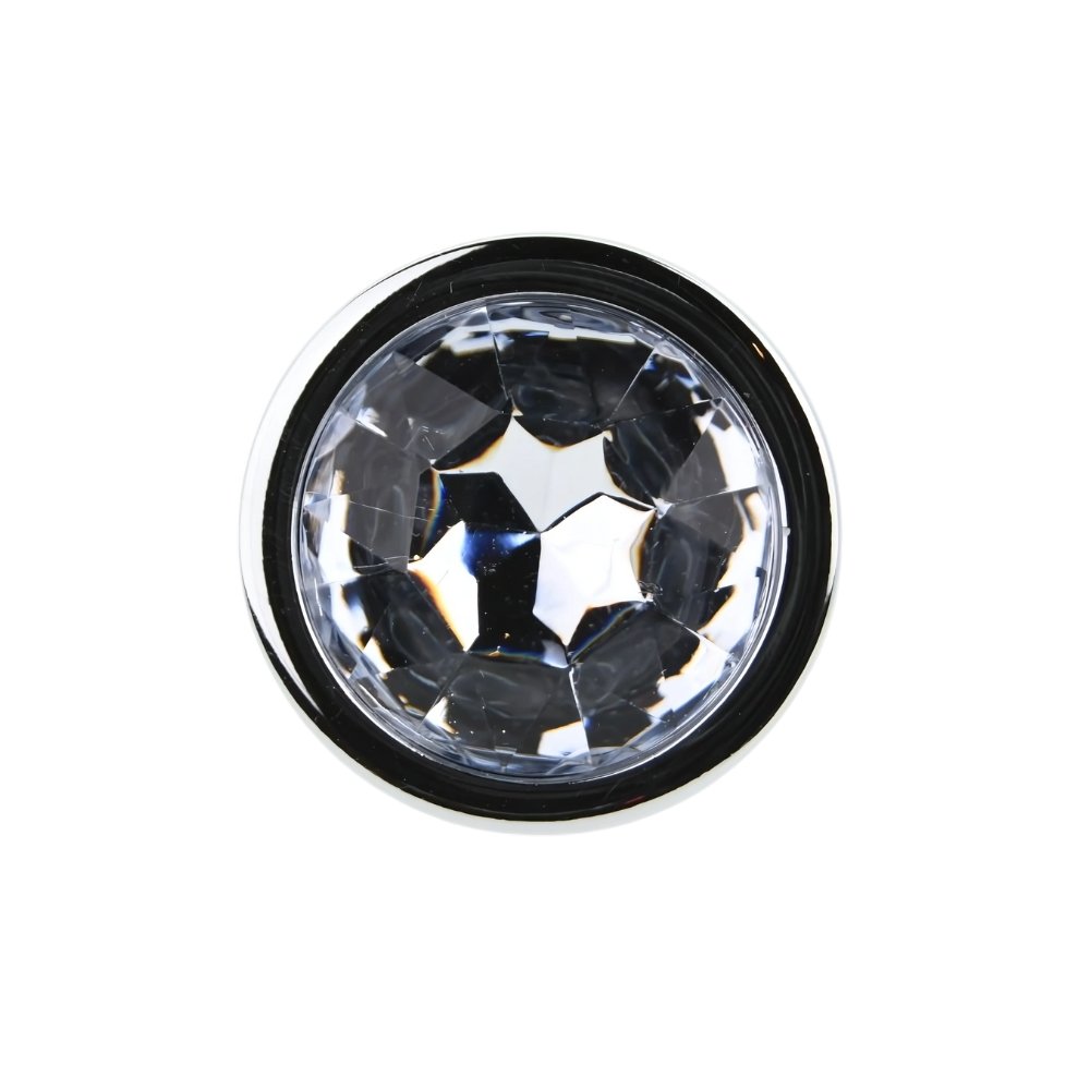 Toosh Silver Metal Butt Plug Medium Clear Stone - Image 4
