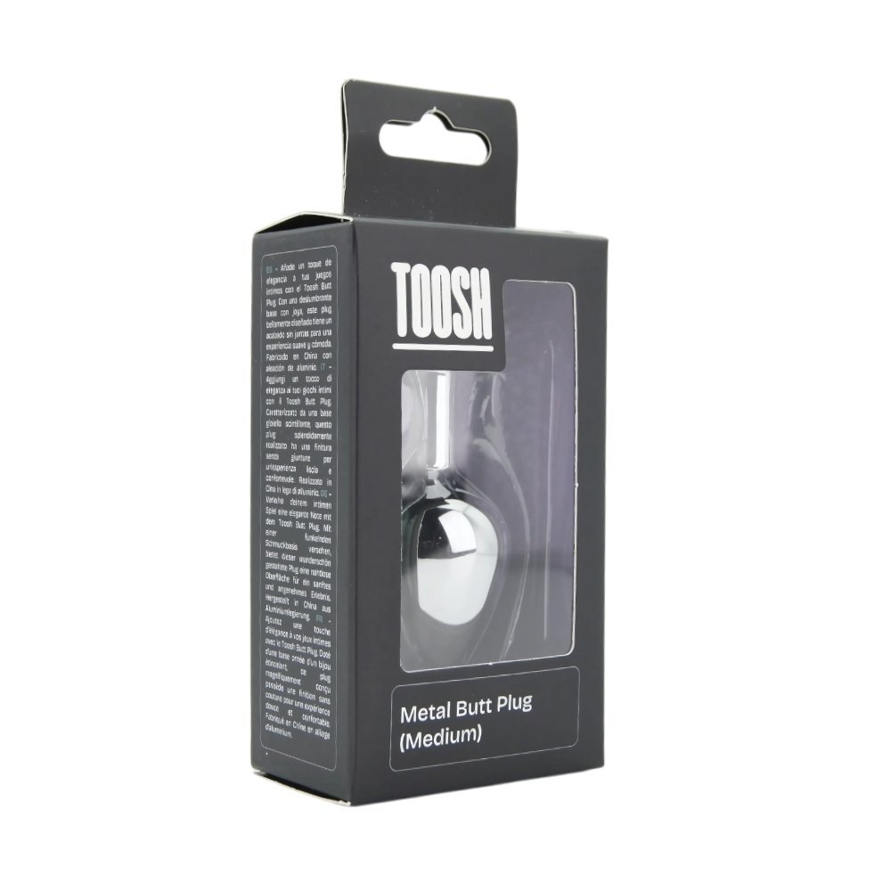 Toosh Silver Metal Butt Plug Medium Clear Stone - Image 7
