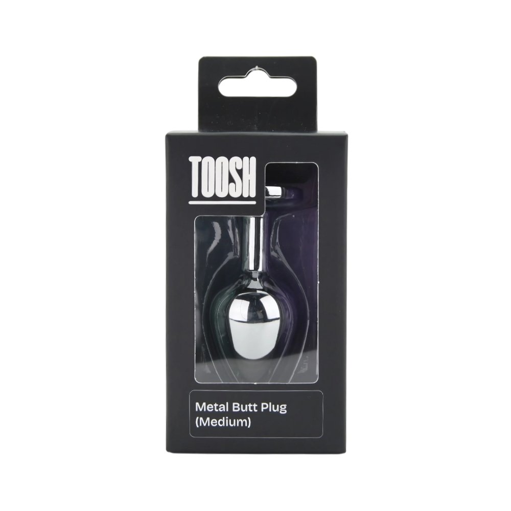 Toosh Silver Metal Butt Plug Medium Clear Stone - Image 6