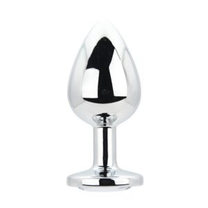 Toosh Silver Metal Butt Plug Large Clear Stone