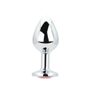 Toosh Silver Metal Butt Plug Medium Red Stone