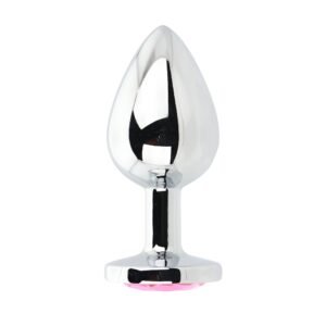 Toosh Silver Metal Butt Plug Large Pink Stone