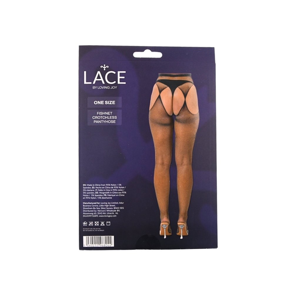 Lace by LJ Fishnet Crotchless Pantyhose Black - Image 5