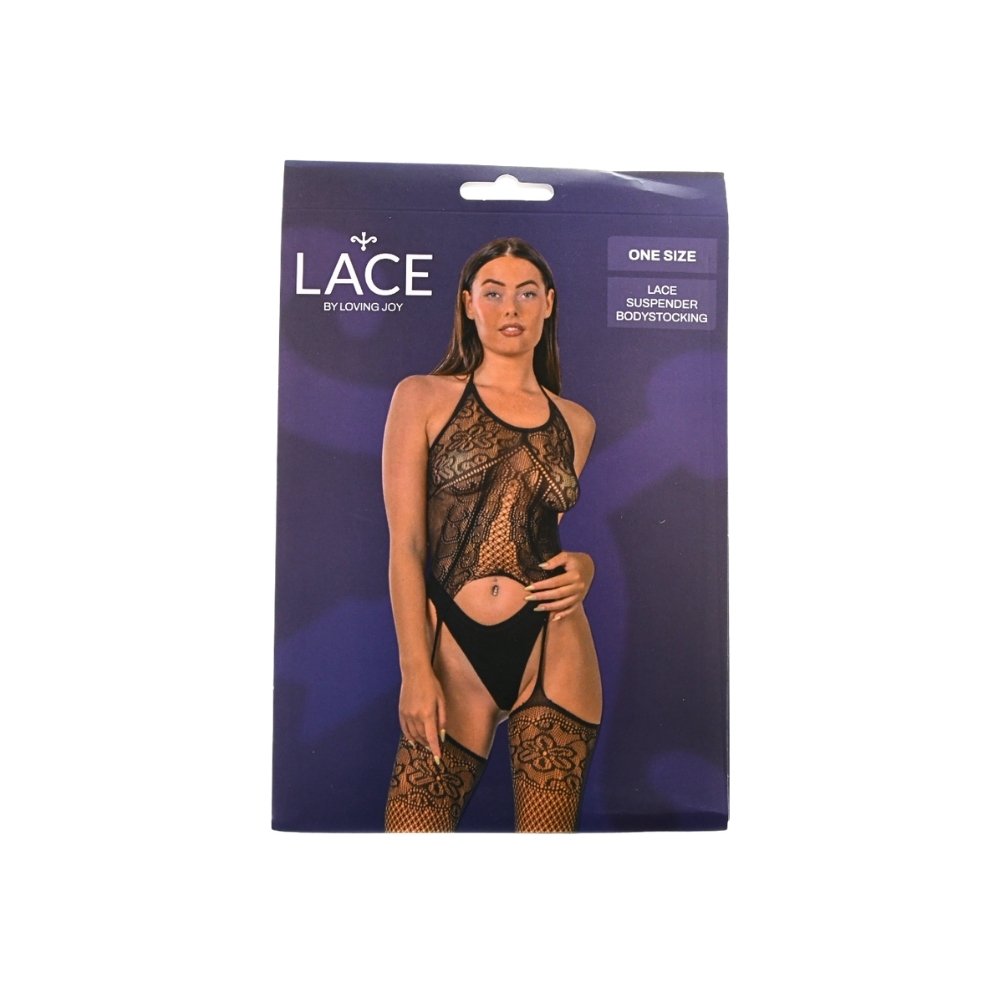 Lace by LJ Lace Suspender Bodystocking Black - Image 5