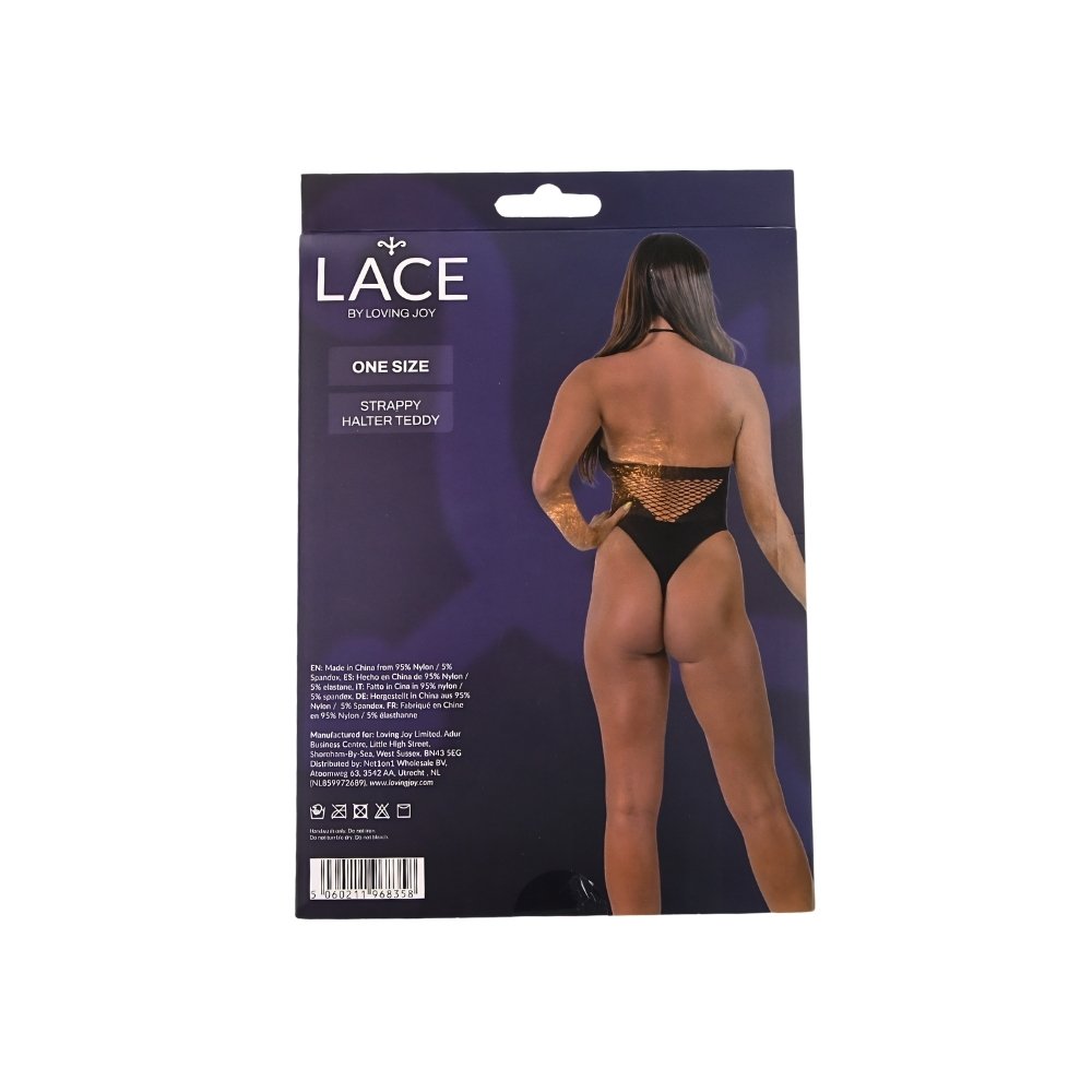 Lace by LJ Strappy Halter Teddy Black - Image 6