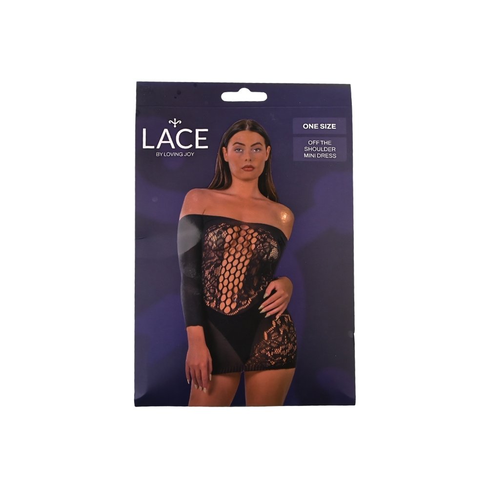 Lace by LJ Off the Shoulder Mini Dress Black - Image 5