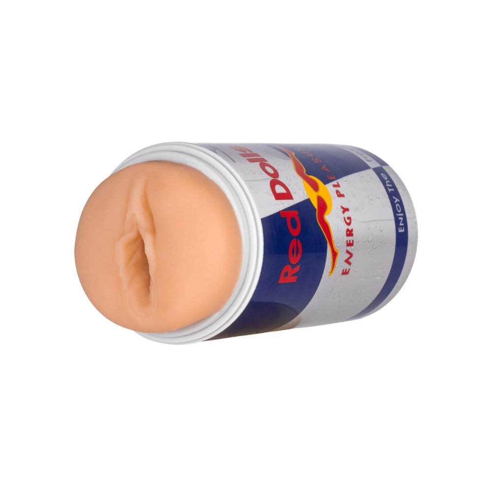 Alive Red Doll Can vaginal masturbator with realistic sleeve in branded can-style container