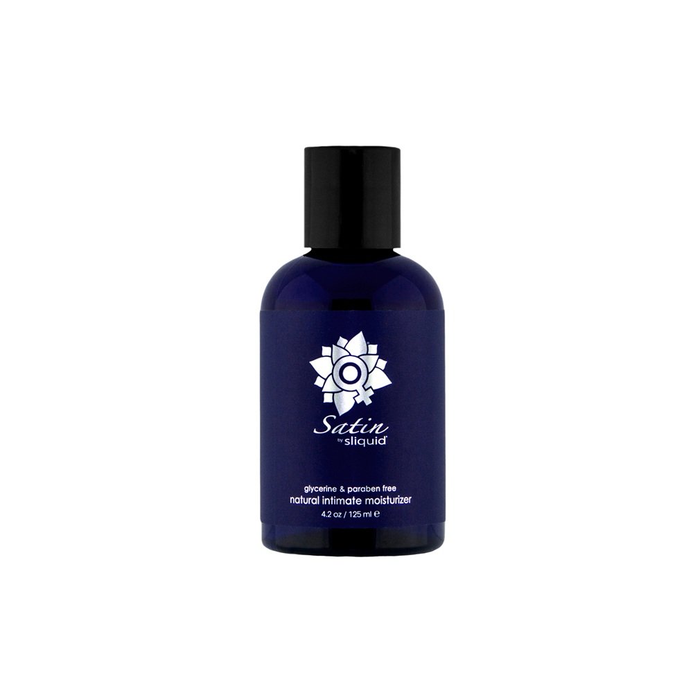 Sliquid Naturals Satin Moisturiser Lubricant 125ml in a dark blue bottle with black cap